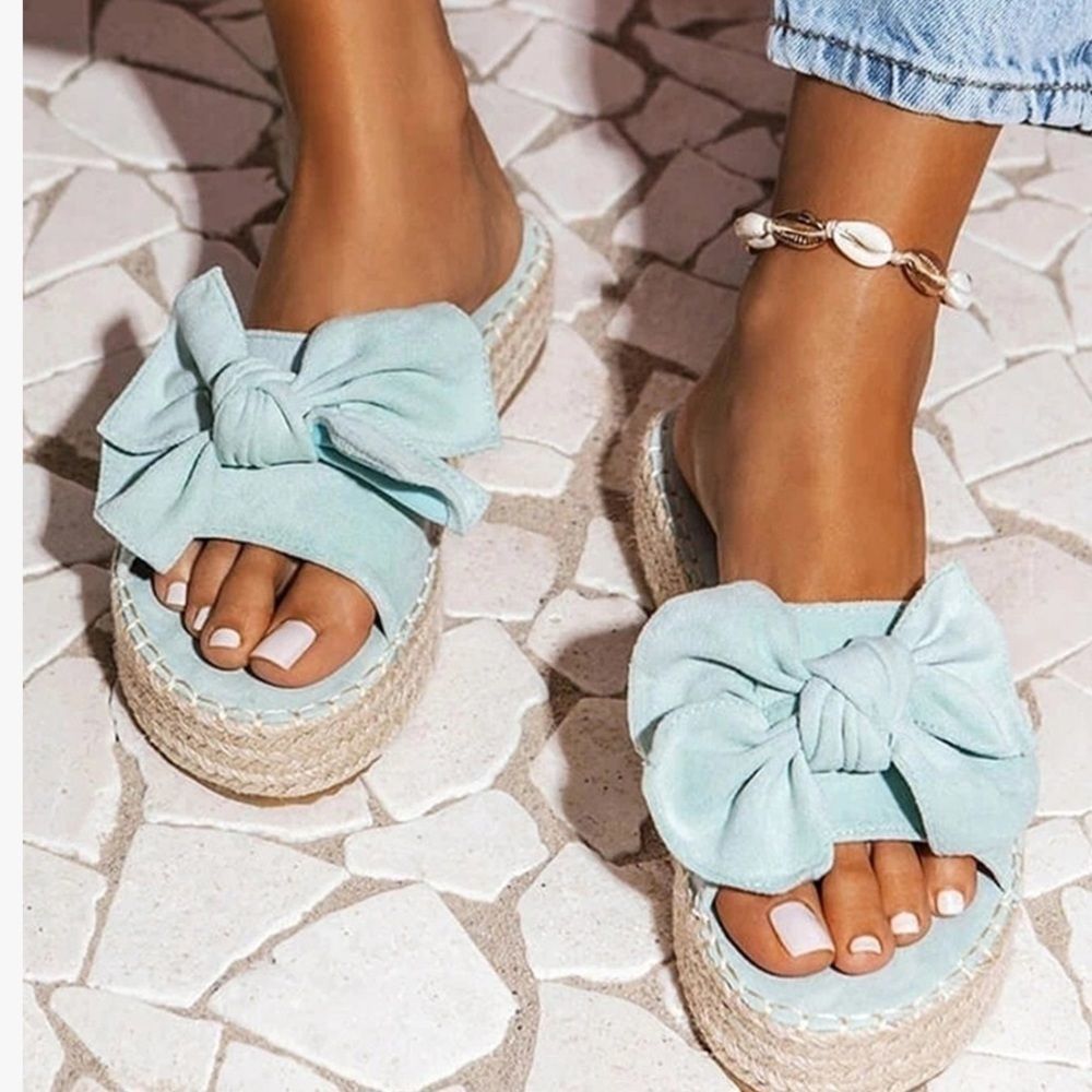 Blue Platform Espadrille Sandals